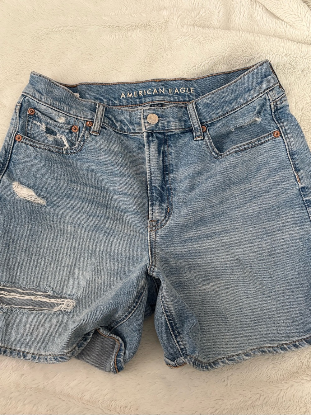 American Eagle Outfitters Light Wash Distressed Denim Shorts